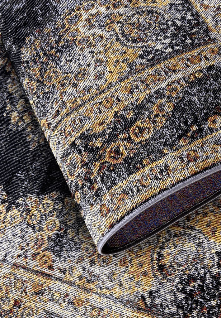 Villeroy & Boch, Kusový koberec Villeroy & Boch 106065 Antracite, Gold – na von aj na doma, 200x285, žltá, chodba / predsieň