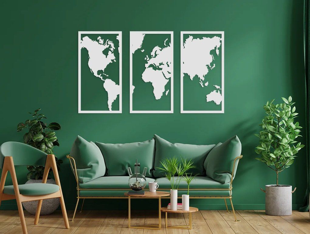 drevko Viacdielny obraz mapa sveta Rozmer obrazu: 50 x 89 cm, Farba dekorácie: Čierna