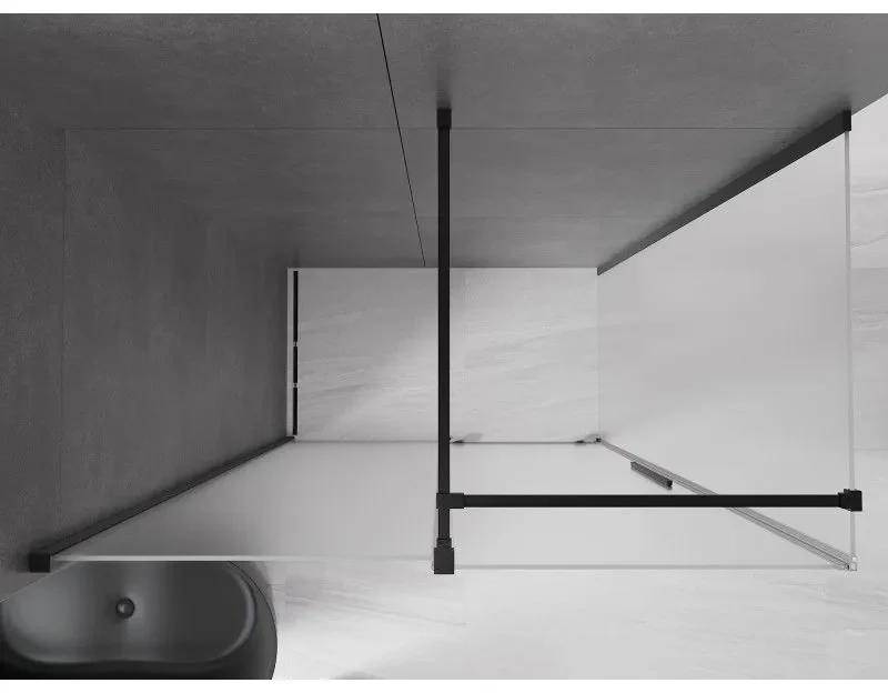 Mexen Velar, sprchový kút s posuvnými dverami 160 x 70 cm, 8mm sklo námraza, čierna matná, 871-160-070-31-70