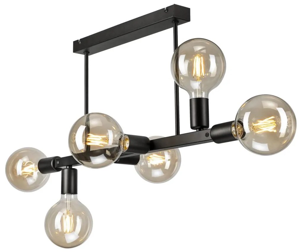 Luster na tyči ASTRID 6xE27/60W/230V čierna