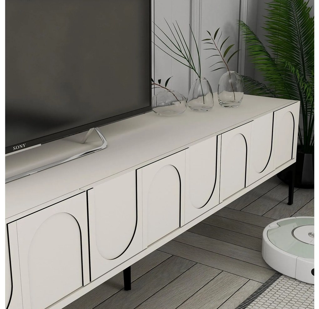 TV stolík/skrinka Bipemu 3 (krémová + čierna). Akcia -20%. Vlastná spoľahlivá doprava až k Vám domov. 1095678