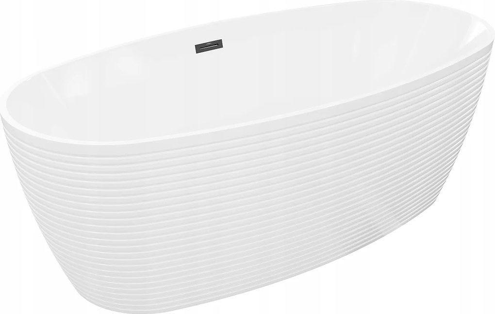 Mexen Lira voľne stojaca vaňa 170x80 cm, biela s čiernym prepadom