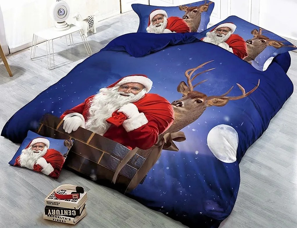 HoD Obliečky 3D Santa a Jeleň Mikrovlákno 70×90 140x200 cm