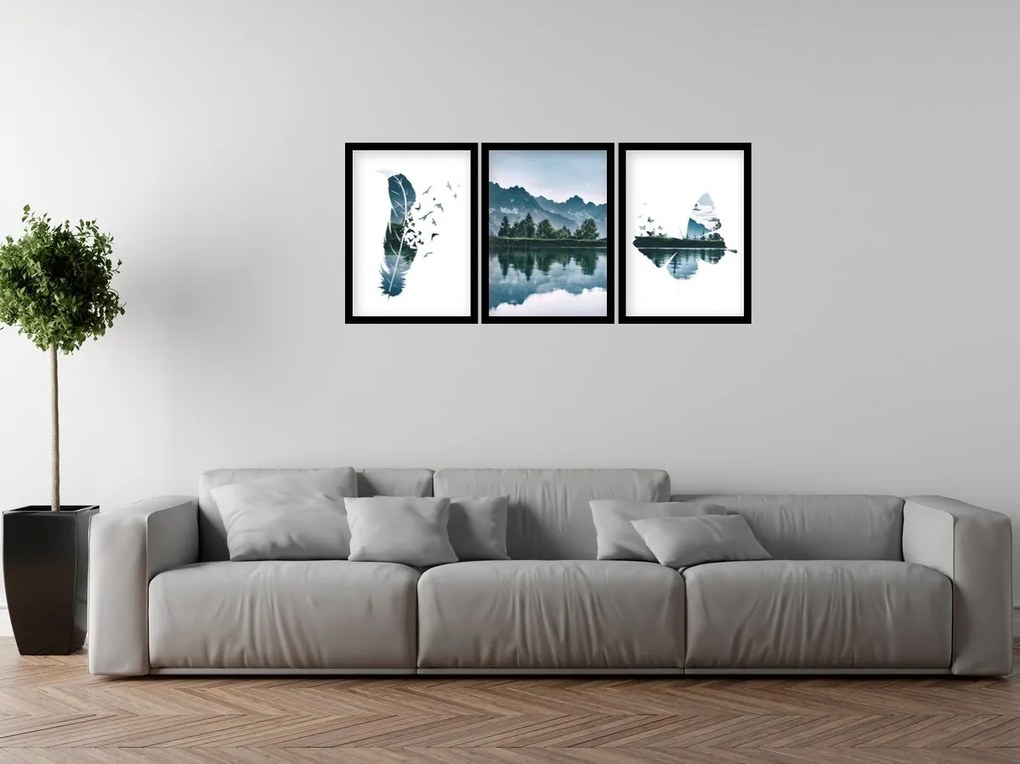 Gario Sada plagátov Horská panoráma - 3 dielna Farba rámu: Bez rámu, Rozmery: 99 x 45 cm