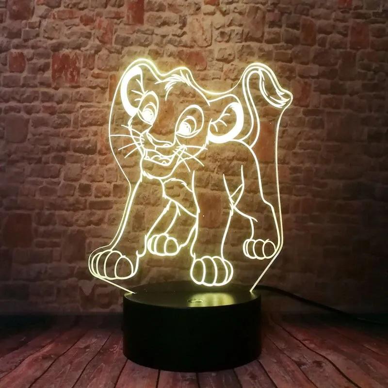 3D LED Lampička Simba Lví král