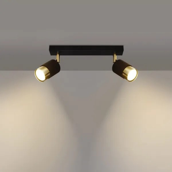 Sollux SL.1070 - Bodové svietidlo NERO 2xGU10/40W/230V čierna/zlatá