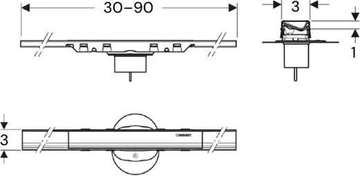 Geberit 154.446.QC.2 - Odtokový žľab CleanLine 90x3 cm antracit