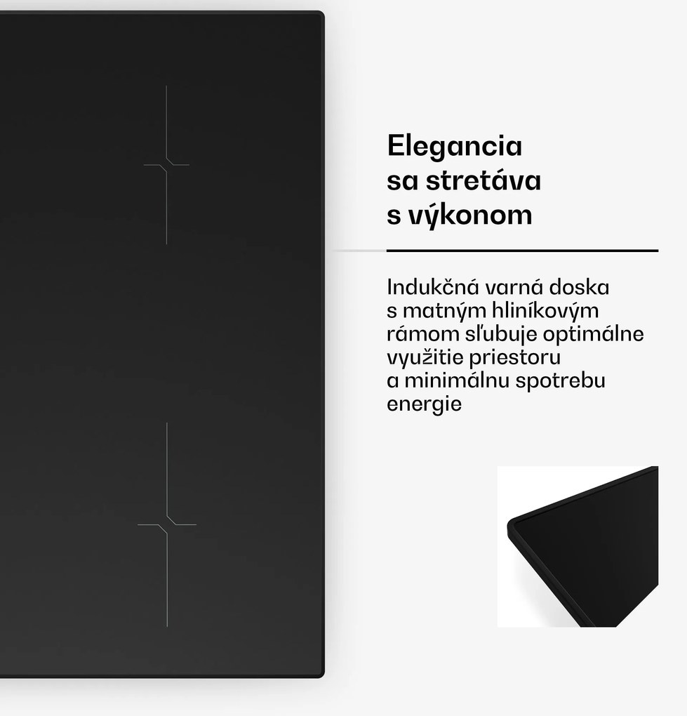 Klarstein Velaire indukčná varná doska, elegantná, minimalistická, výkonná, 4 varné zóny, 7000 W, 60 cm