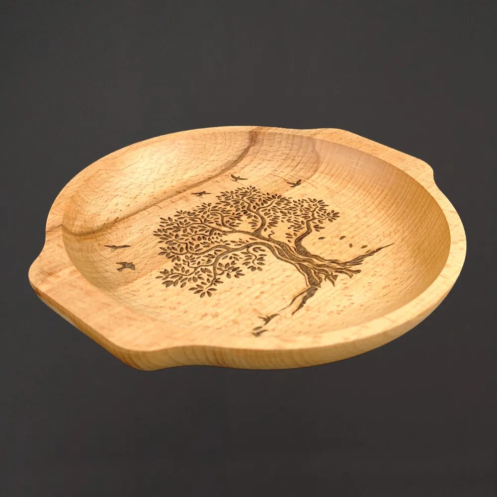AMADEA Drevená miska s motívom stromu, masívne drevo, 24 cm