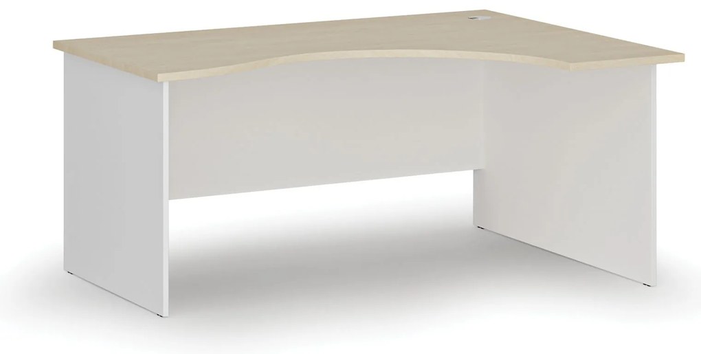 Ergonomický kancelársky písací stôl PRIMO WHITE, 160x120 cm, pravý, biela/breza