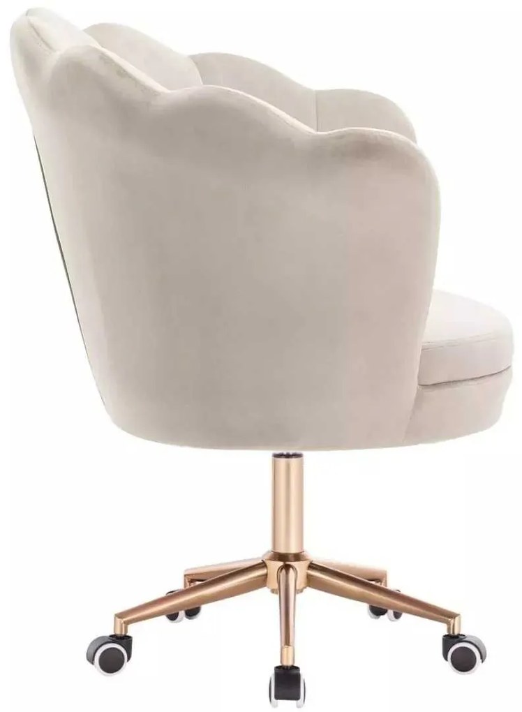 LuxuryForm DESIGN Kreslo FREY VELUR na zlatej podstave s kolieskami - latte