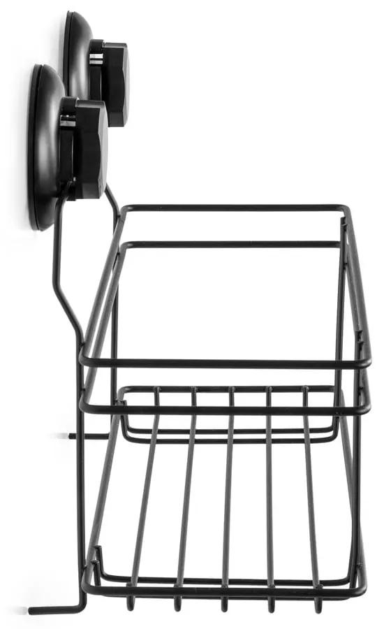 Čierna samodržiaca nástenná kúpeľňová polička Compactor Bestlock Black All Purpose Holder, 30 x 20,5 cm