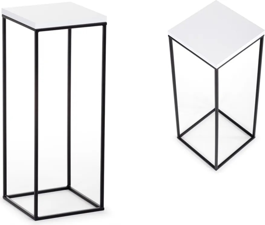 STOJAN NA KVETINÁČ BASICLOFT 60X24X24 CM ČIERNA/BIELA