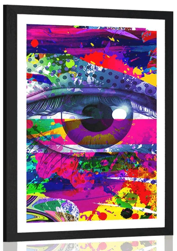 Plagát s paspartou ľudské oko v pop-art štýle - 30x45 silver