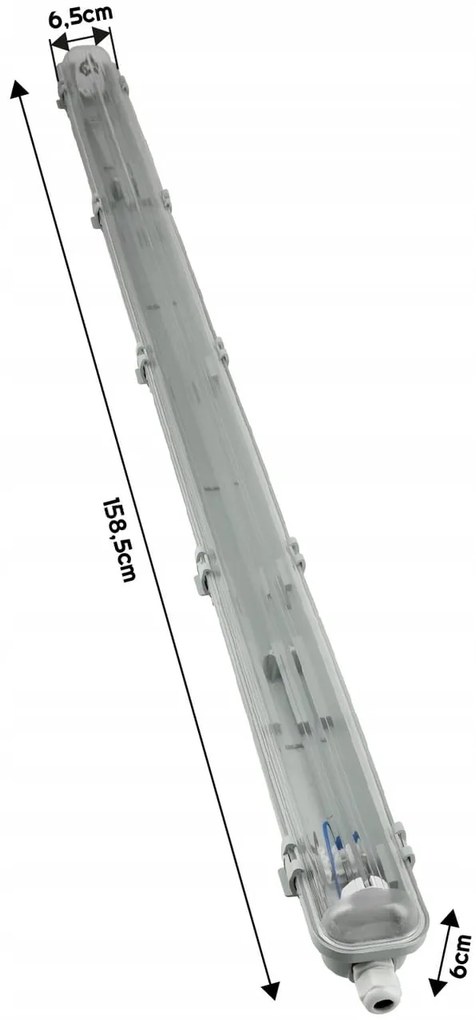 BERGE Svietidlo pre LED trubice BRGTRU080 - T8 - 1 x 150cm - 230V - IP65 - ver2