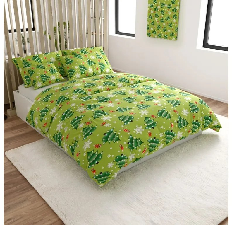 Mikroflanelové obliečky CHRISTMAS TREE zelené Rozmer obliečky: 70 x 90 cm | 140 x 200 cm