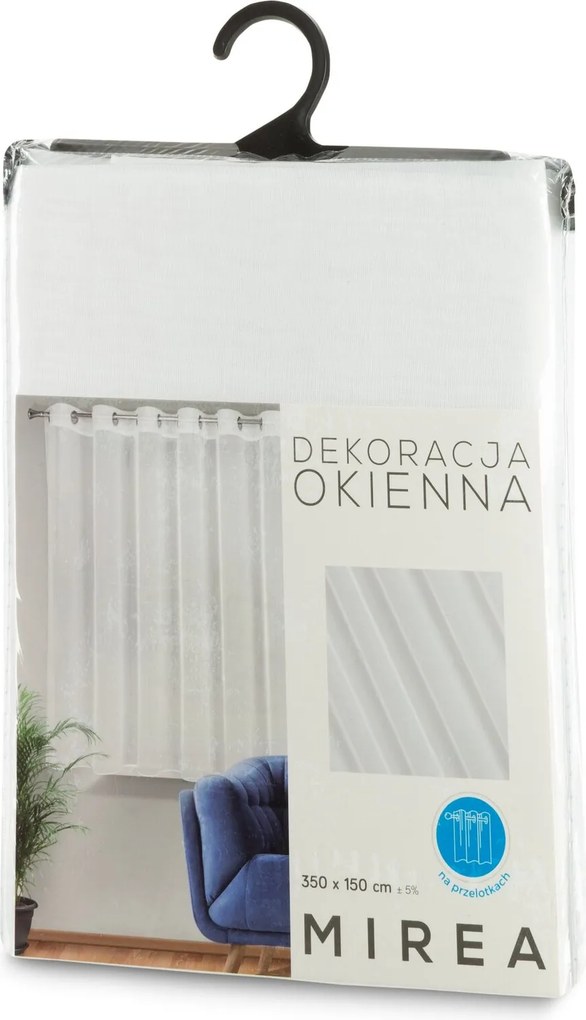 ZÁCLONA NA KRÚŽKOCH MIREA 350X150 CM BIELA