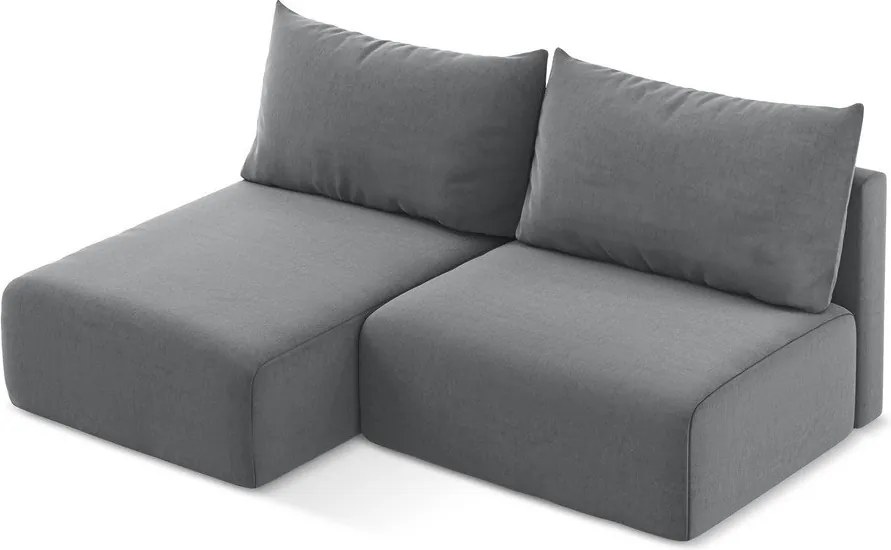 Sivá zamatová rozkladacia/s úložným priestorom rohová pohovka (ľavý roh/s leňoškou) Kalena – Makamii