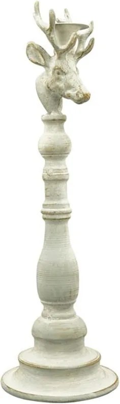 Šedý antik kovový svietnik ArtFerro s jeleňom - 13,5*13,5*43cm