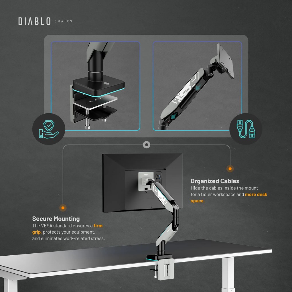 Držiak na 49" monitor, šedý/čierny LED RGB X-ARM