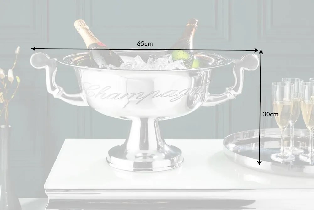 Invicta Interior - Exkluzívny chladič na šampanské CHAMPAGNE 65 cm strieborný leštený
