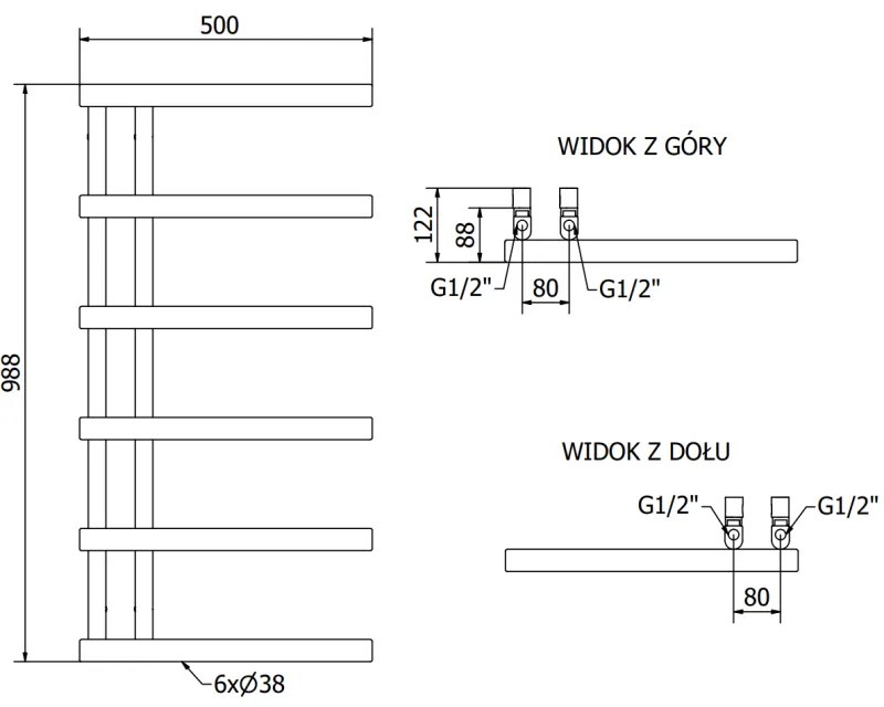 Mexen Jukon, vykurovacie teleso 988 x 500 mm, 461 W, antracitová, W116-0988-500-00-66