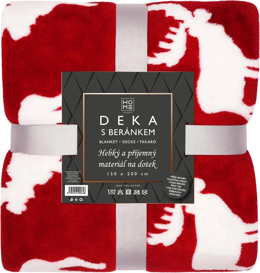 Home Elements Mikroflanelová deka, Los, červenobiela