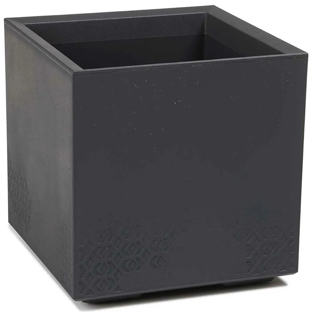 PLASTOVÝ KVETINÁČ NA KOLIESKACH BETONIQUE ECO 40X40 CM IMITÁCIA BETÓNU ANTRACITOVÁ