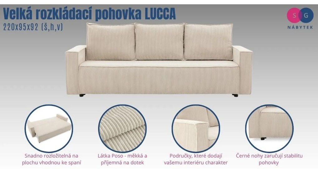 Veľká rozkladacia pohovka LUCCA model 2 Ružová