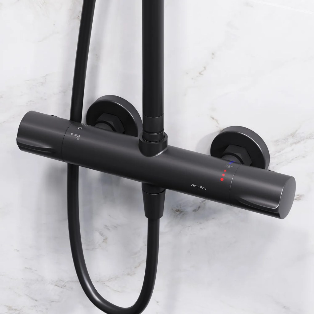Sprchový systém AM.PM Hit F07TA422 s termostatickousprchovou batériou, čierny
