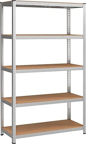 5-úrovňový oceľový regál s vysokou nosnosťou 750 kg, 60 x 120 x 200 cm, strieborný