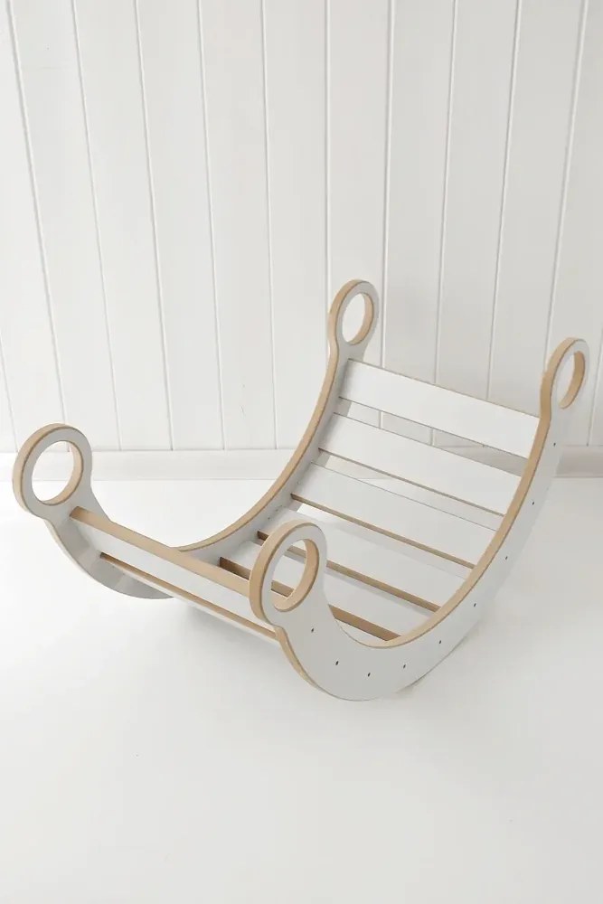 Montessori drevená hojdačka biela S Prírodná