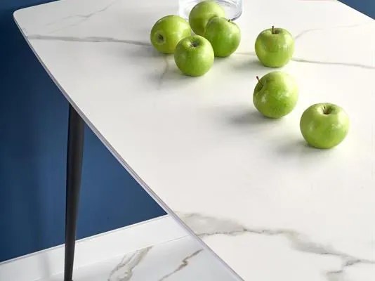 Jedálenský stôl Marcie (mramor biely + čierna). Akcia -15%. Vlastná spoľahlivá doprava až k Vám domov. 1048914