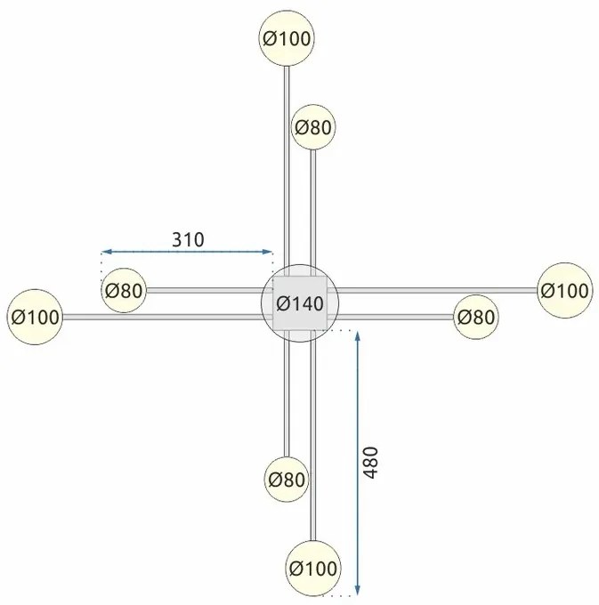 Stropné svietidlo na diaľkové ovládanie LED APP524-8C zlaté