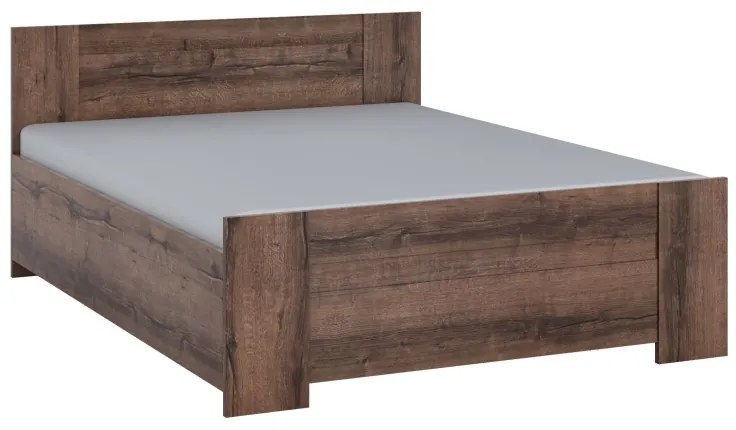 Manželská posteľ BONO + rošt, 160x200, dub monastery + penový matrac 14 cm