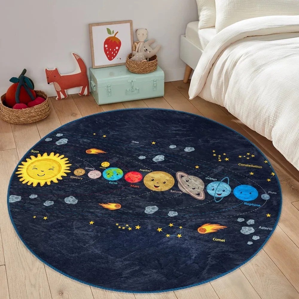 Tmavomodrý detský koberec ø 120 cm Comfort – Mila Home