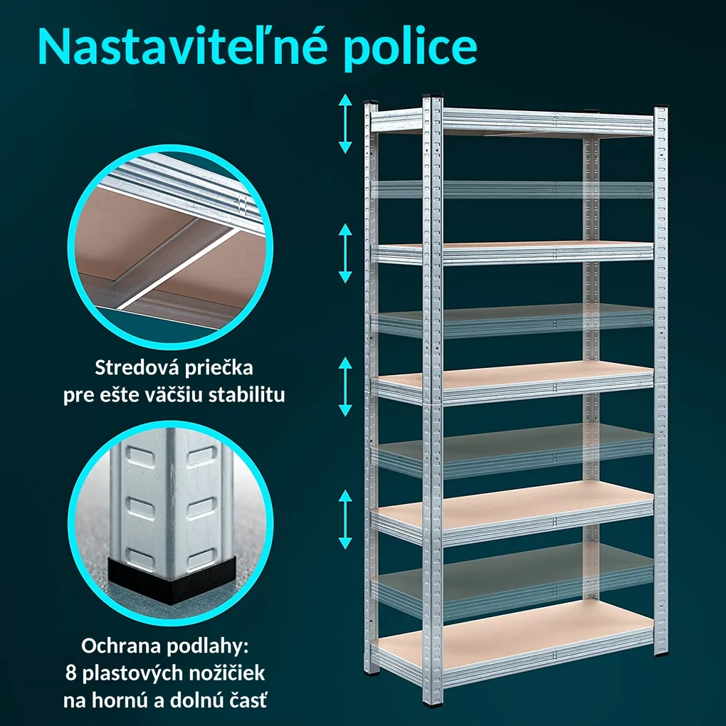 Monzana Skladový regál s vysokou nosnosťou 180 x 90 x 40 cm 875 kg