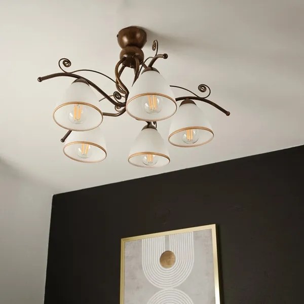 Brilagi - LED Prisadený luster ANTICO 5xE27/60W/230V bronz patina