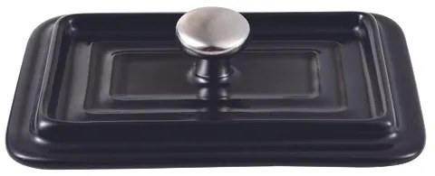 Obdĺžnikový kameninový hrniec Masterpro / 15,8 x 9 x 4,5 cm / čierny