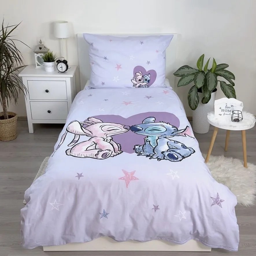 Jerry Fabrics Bavlnené obliečky 140x200 + 70x90 cm - Lilo and Stitch "Heart"