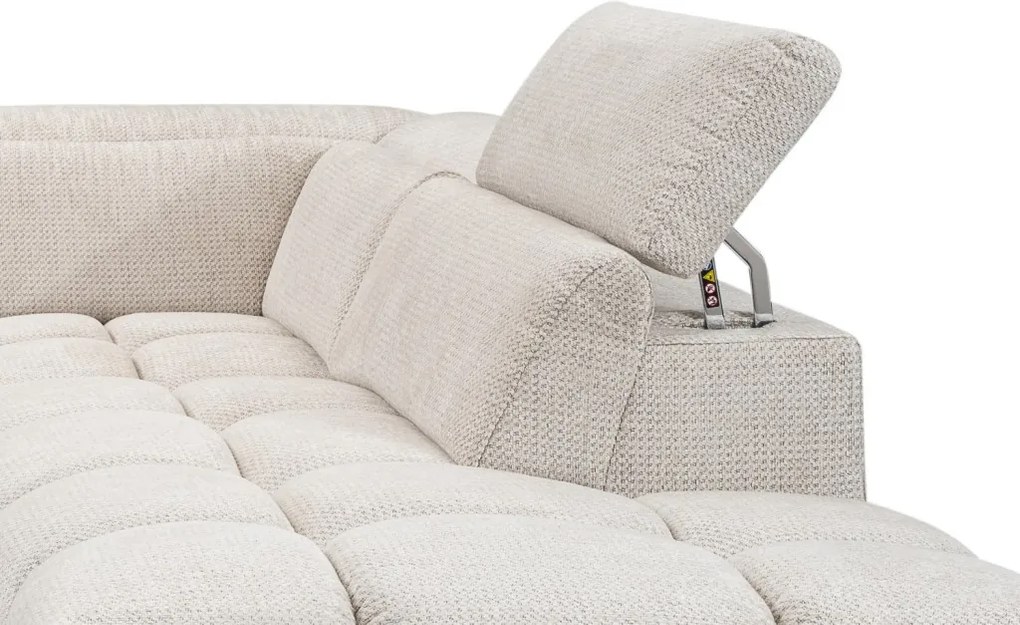 Rohová sedačka Fubu, šedo-krémová štruktúrovaná látka, pravý roh