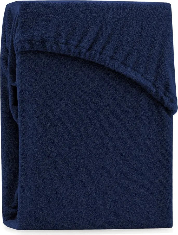 Tmavomodrá napínacia froté plachta 240x220 cm Ruby – Restilo