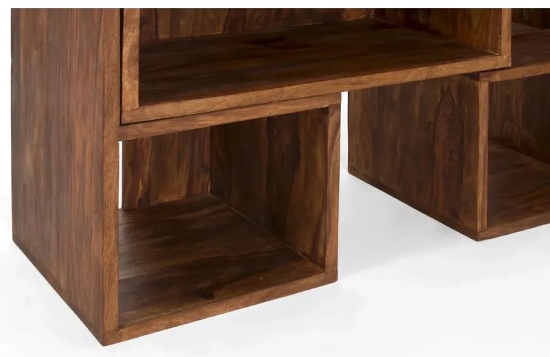 furniture-nabytek.cz - Masívna knižnica z palisandra s výsuvnými policami, lakovaná, hnedá – 85×40×177 cm