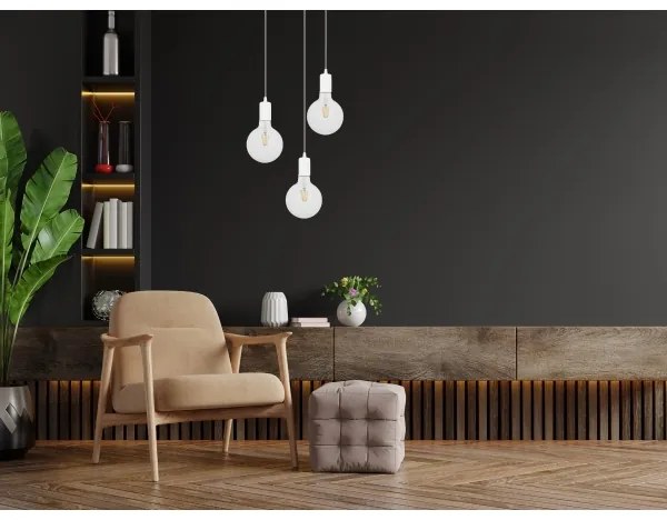Luster na lanku MIROS 3xE27/60W/230V guľatý biely