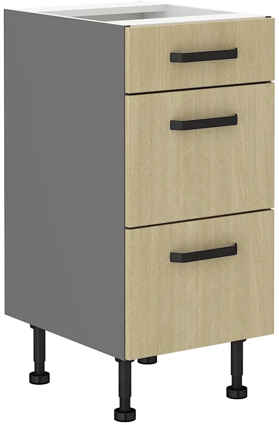 Dolná kuchynská skrinka Scarmi 40 D 3S BB PREMIUM BOX (Antracit + Herringbone scandi). Vlastná spoľahlivá doprava až k Vám domov. 1049745