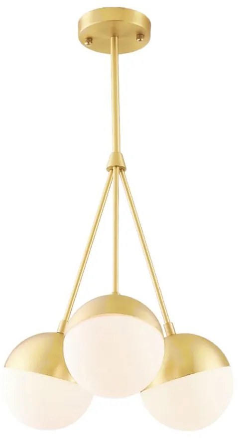 Toolight - Závesné svietidlo 3xE27 z mliečneho skla APP688-3CP, biela-zlatá, OSW-05366