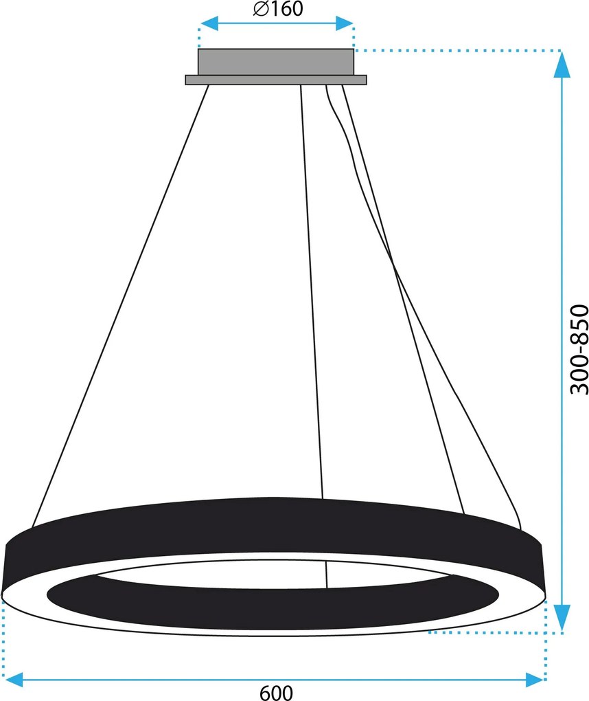 Toolight Toolight, LED stropné svietidlo 60cm, 27W, APP1282-1CP, čierna, OSW-00940