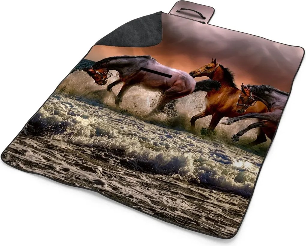 Sablio Plážová deka Kone vo vode: 200x140 cm