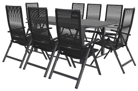 Livarno home Rozkladací záhradný stôl Miami + Záhradné kreslo Miami, 8 kusov (800008469)