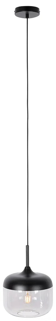 Dizajnové závesné svietidlo čierne so zlatom a dymovým sklom - Kyan